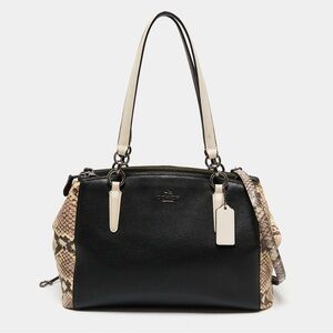 COACH MINETTA CROSSBODY TOP HANDLE SATCHEL BAG WITH SNAKE EMBOSSED LEATHER TRIM